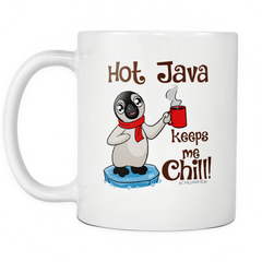 Coffee Mug w/ Sage Penguins -'Hot Java Keeps Me Chill!'