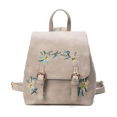 Women's Leather School Bag with Embroidery