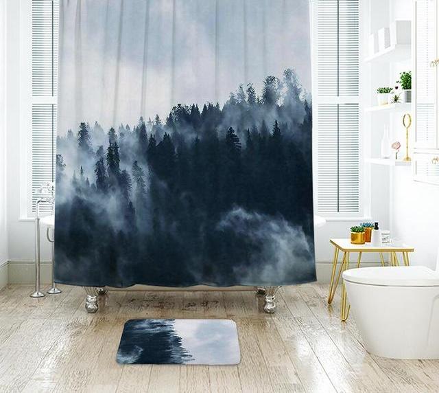 Landscape Painting Shower Curtain Waterproof Polyester Fabric