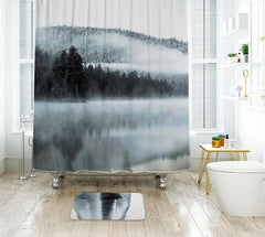 Landscape Painting Shower Curtain Waterproof Polyester Fabric