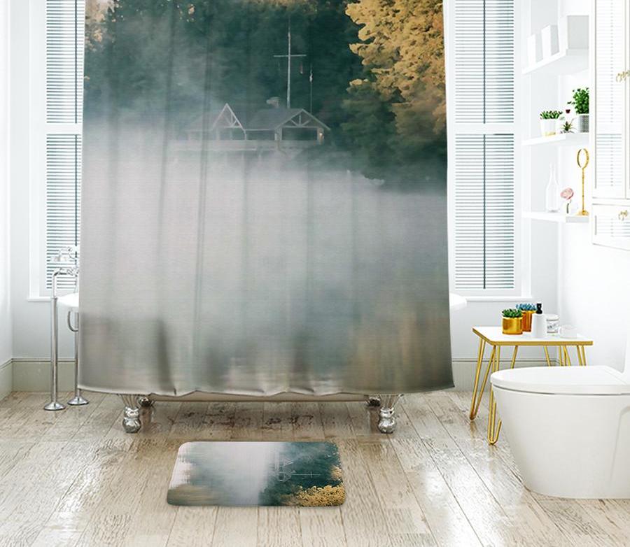 Landscape Painting Shower Curtain Waterproof Polyester Fabric