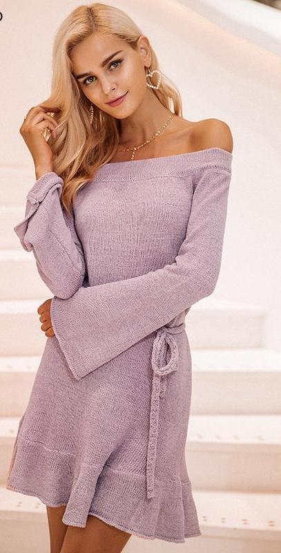 Simplee Sexy Off Shoulder knit Women's Sweater Dresses