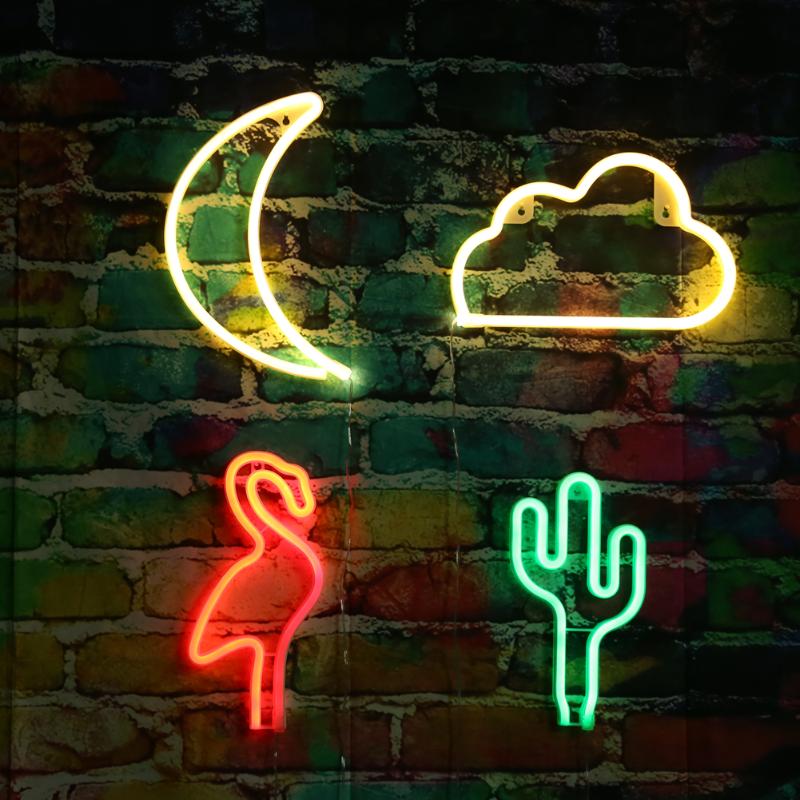 LED-Neon Wall Mounted Flamingo/Cactus/Moon/Cloud Night Lights