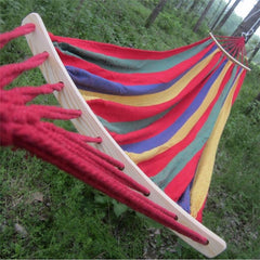 Two Person Canvas Hammock with Wooden Stabilizer