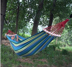 Two Person Canvas Hammock with Wooden Stabilizer