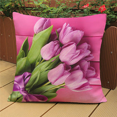 Printed Linen Tulip Cushion Covers