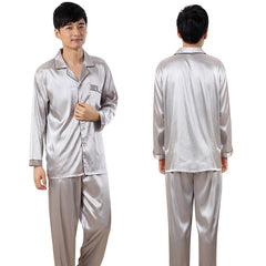 Men Sleepwears Faux Silk Pajamas