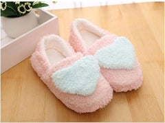 Ladies' Terry Cloth Hearts Plush Fur Booties for Home