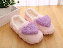 Ladies' Terry Cloth Hearts Plush Fur Booties for Home