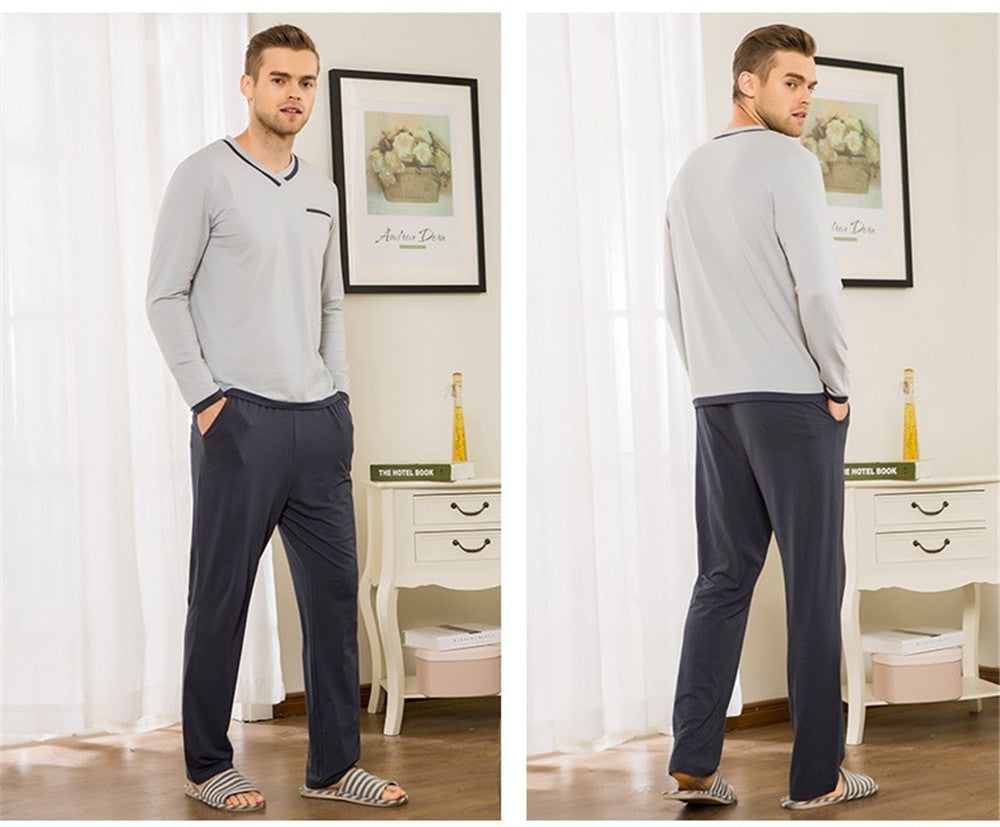 High-end brand Men's Pajamas Spring Long Sleeve v-neck Pyjamas