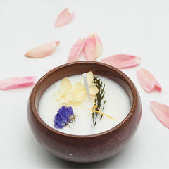 Ceramic Bowl with Dried Flowers Essential Oil Candle