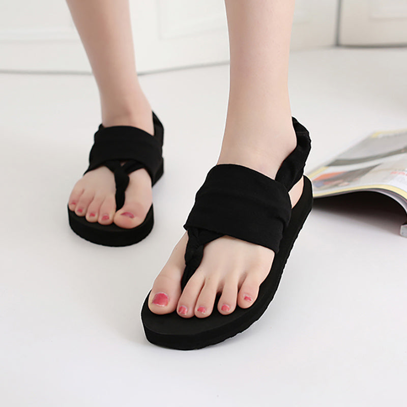 Women's Cross-Tied Fabric Strap Flip Flop Sandals