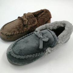 Soft Keep Warm Solid Plush Home Grey Brown Indoor Shoes