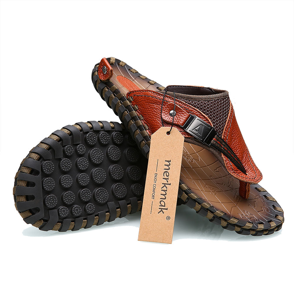 Luxury Leather Men's Summer Loafers with Metal Details