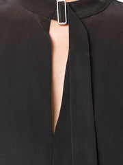 Women's Silk Metal Button V-Neck Long Sleeve Blouse