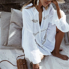 Open Sleeve Lace Crocheted Swimsuit Cover-Up