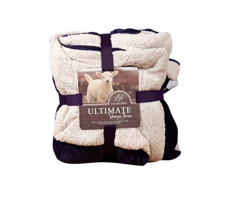 Sherpa Poly Wool Throw Blanket