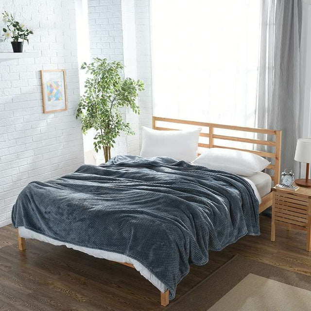 Waffle Pattern Flannel Microfiber Bed Cover or Throw