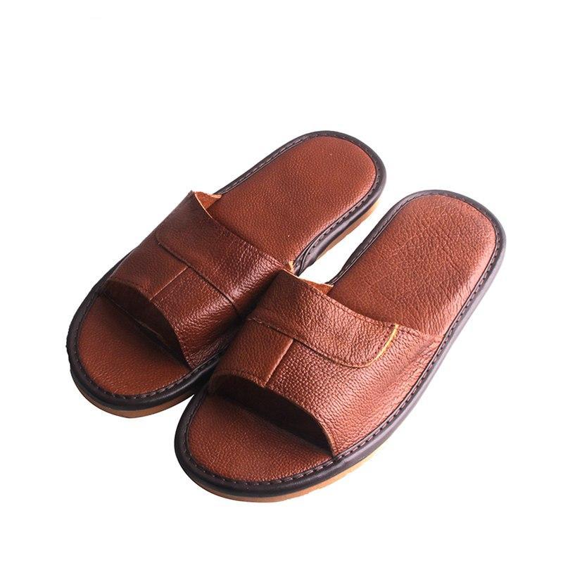 Full Leather Men's Home Zapatos Slippers