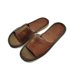 Full Leather Men's Home Zapatos Slippers