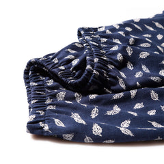 Men's Royal Blue Leaf Print Cotton Pajamas Set