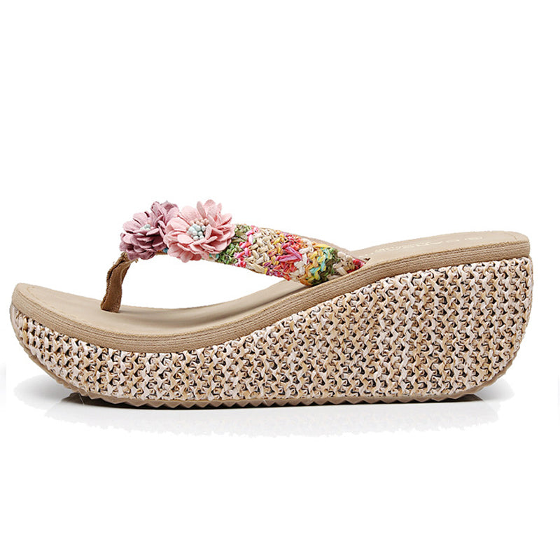 Ladies' Contour Arch Platform Sandals with Flowers