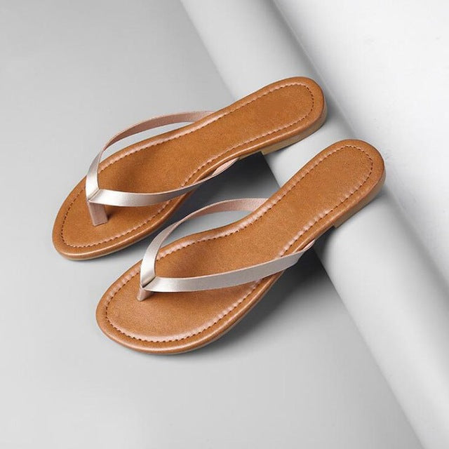 Women's Leather Insole Color Strap Flats