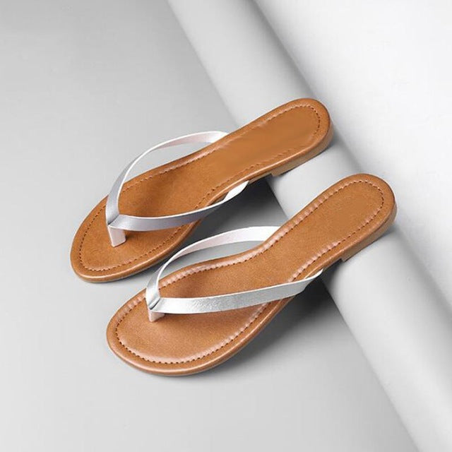 Women's Leather Insole Color Strap Flats