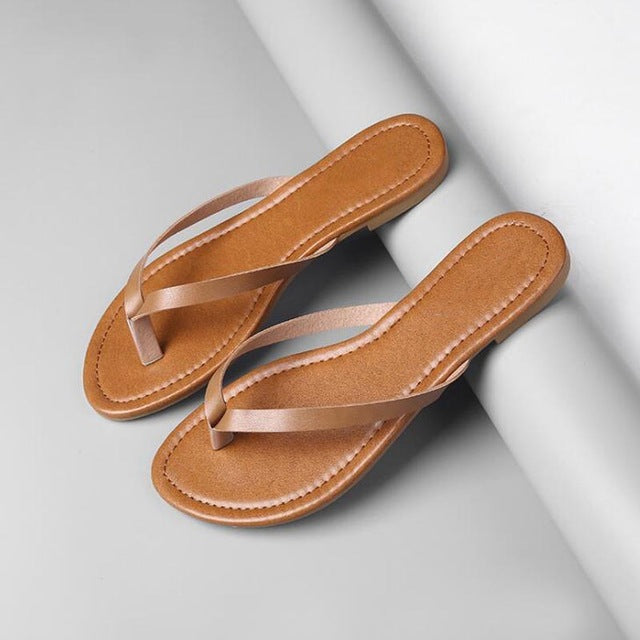 Women's Leather Insole Color Strap Flats