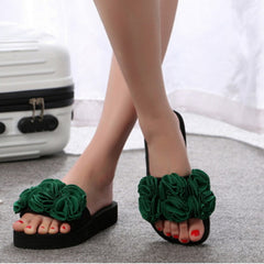 Women's Stunning Fabric Rose Summer Sandals