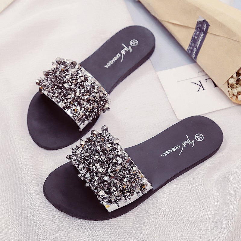 Women's Crystal Bling Rubber Sole Sandals
