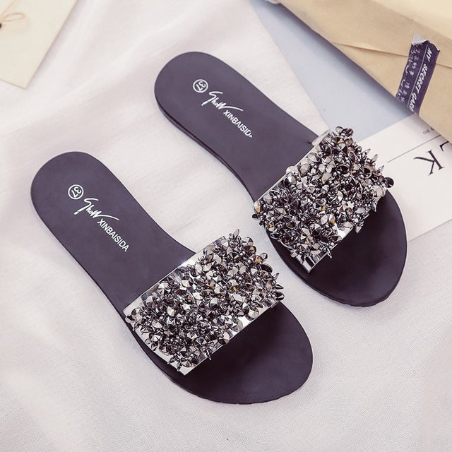 Women's Crystal Bling Rubber Sole Sandals