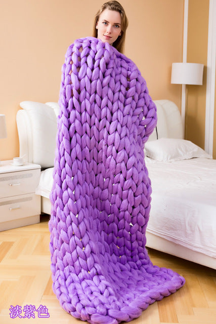 Giant Yarn Knit Throw Blankets