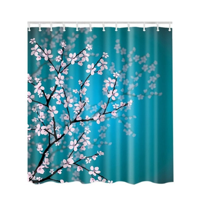 Cherry Blossoms & Jungle Leaves Shower Curtains