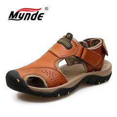 Men's Ankle Strap Leather Sandals Big Sizes 38-47