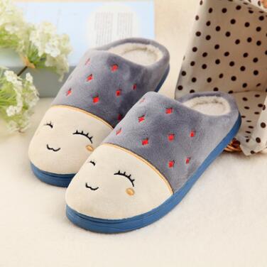 Embroidered Short Plush Slippers