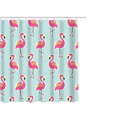 Flamingo and Owls, Polyester Fabric Shower Curtain