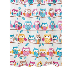Flamingo and Owls, Polyester Fabric Shower Curtain