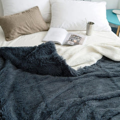 Faux Fur Reversible Throw Blanket