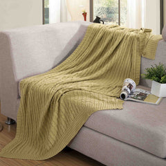 Chain Pattern Cotton Knit Throw Blanket