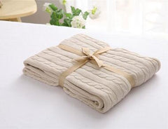 Chain Pattern Cotton Knit Throw Blanket