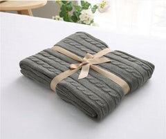 Chain Pattern Cotton Knit Throw Blanket