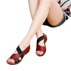Women's Two Tone Leather Soft Bottom Sandals